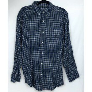CHAPS Men’s Blue Flannel Plaid Button down‎ LARGE